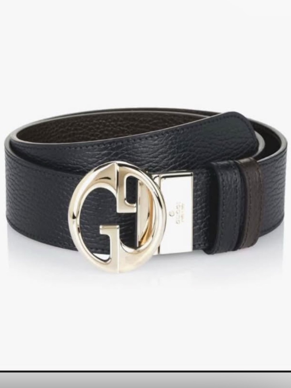 Gucci unisex reversible black/brown Belt interlocking Gold GG size 30-32 new